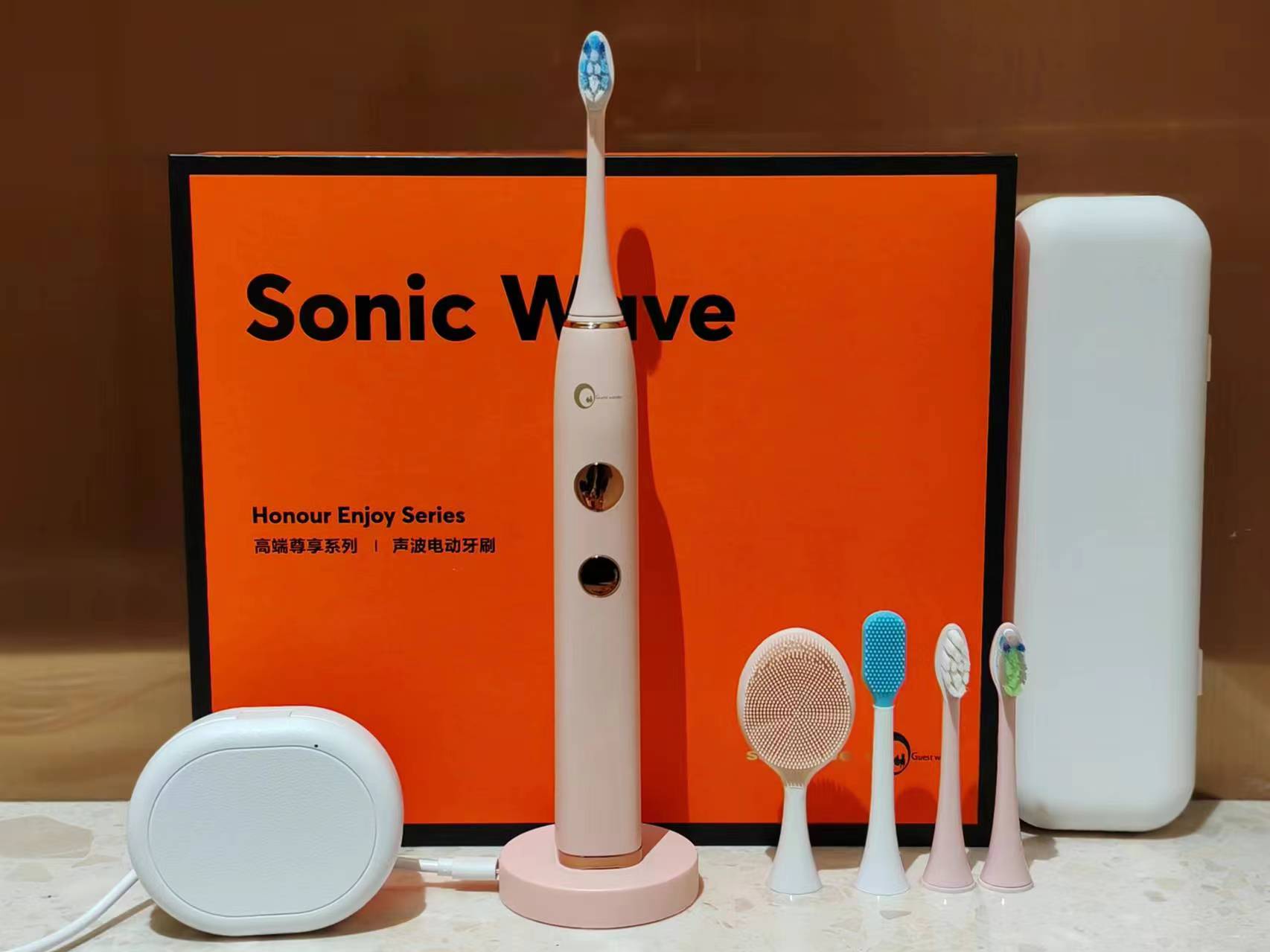 Inductive charging, 5 brush heads, 5 gear modes, soft bristles, smart magnetic levitation sonic electric toothbrush. Suitable for adult men and women electric toothbrushes,