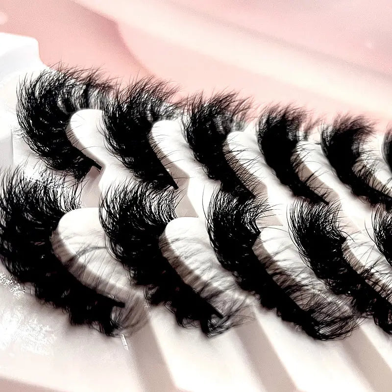 7-Pair 3D Mink False Lashes - Natural Voluminous Ultra-Long Lashes for Flattering Eye Look