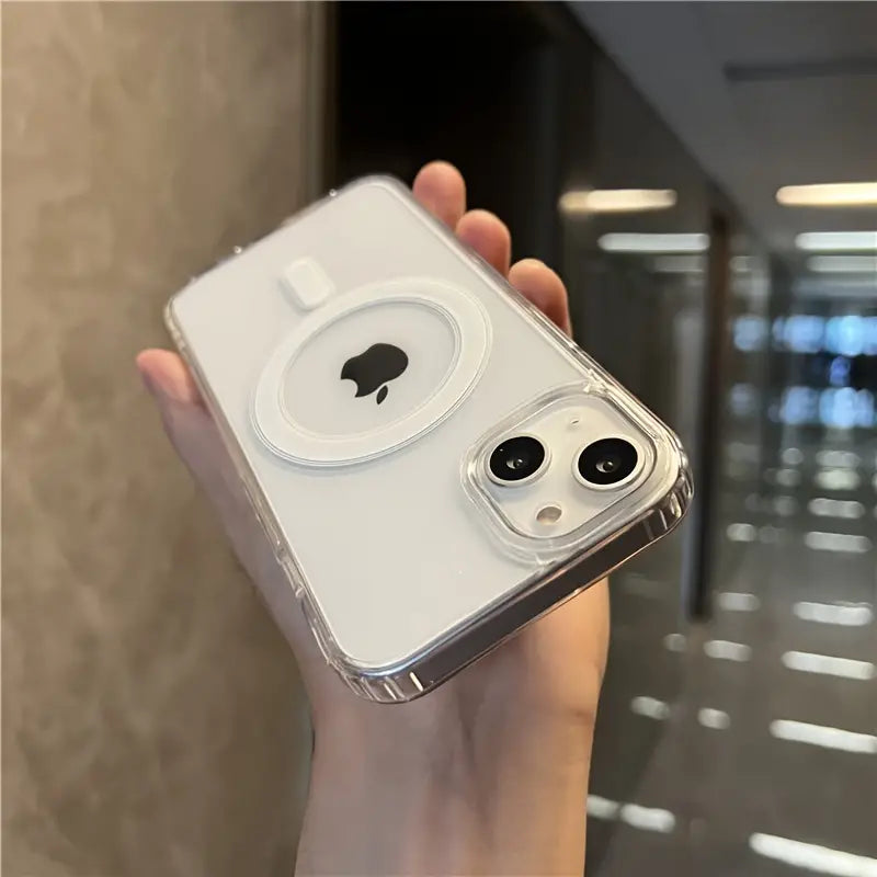 “Magnetic Clear Acrylic iPhone Case: 360° Shockproof + Heat Dissipation - Anti-Fingerprint, Durable, Fits All Models”