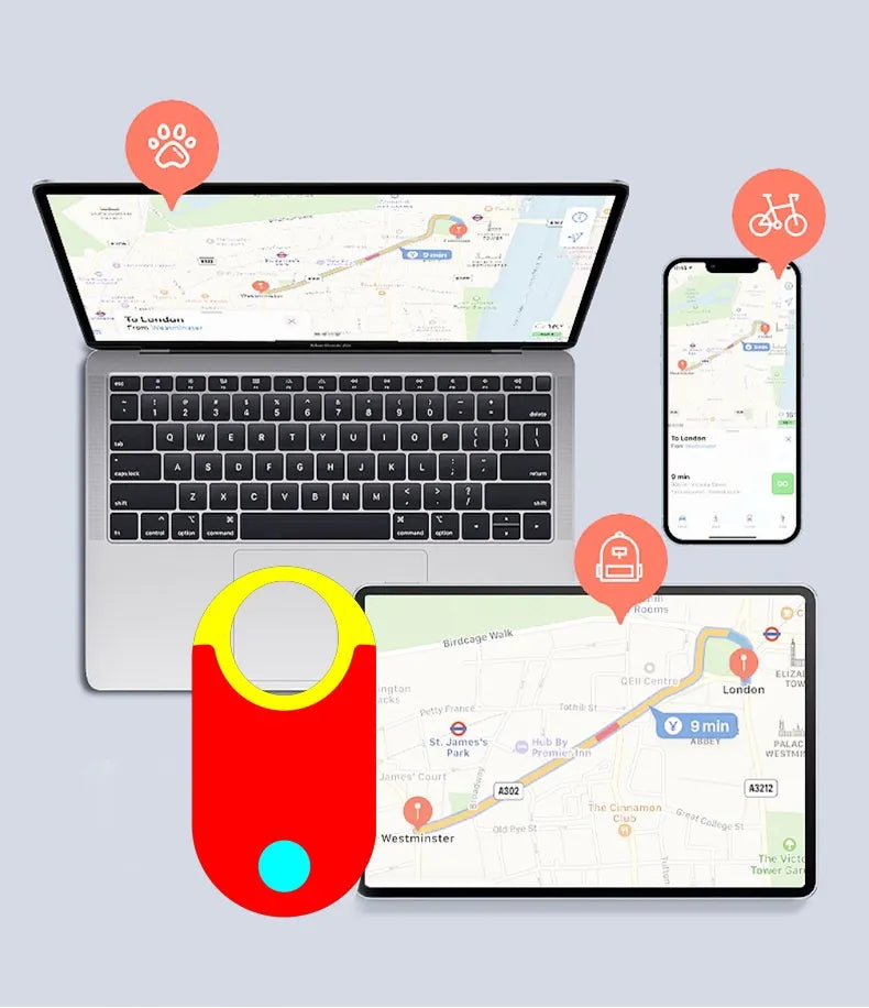 Smart GPS Tracker - Anti-Loss Alarm & Long-Range Tracking for Pets/Kids/Luggage - USB Rechargeable 210mAh Battery