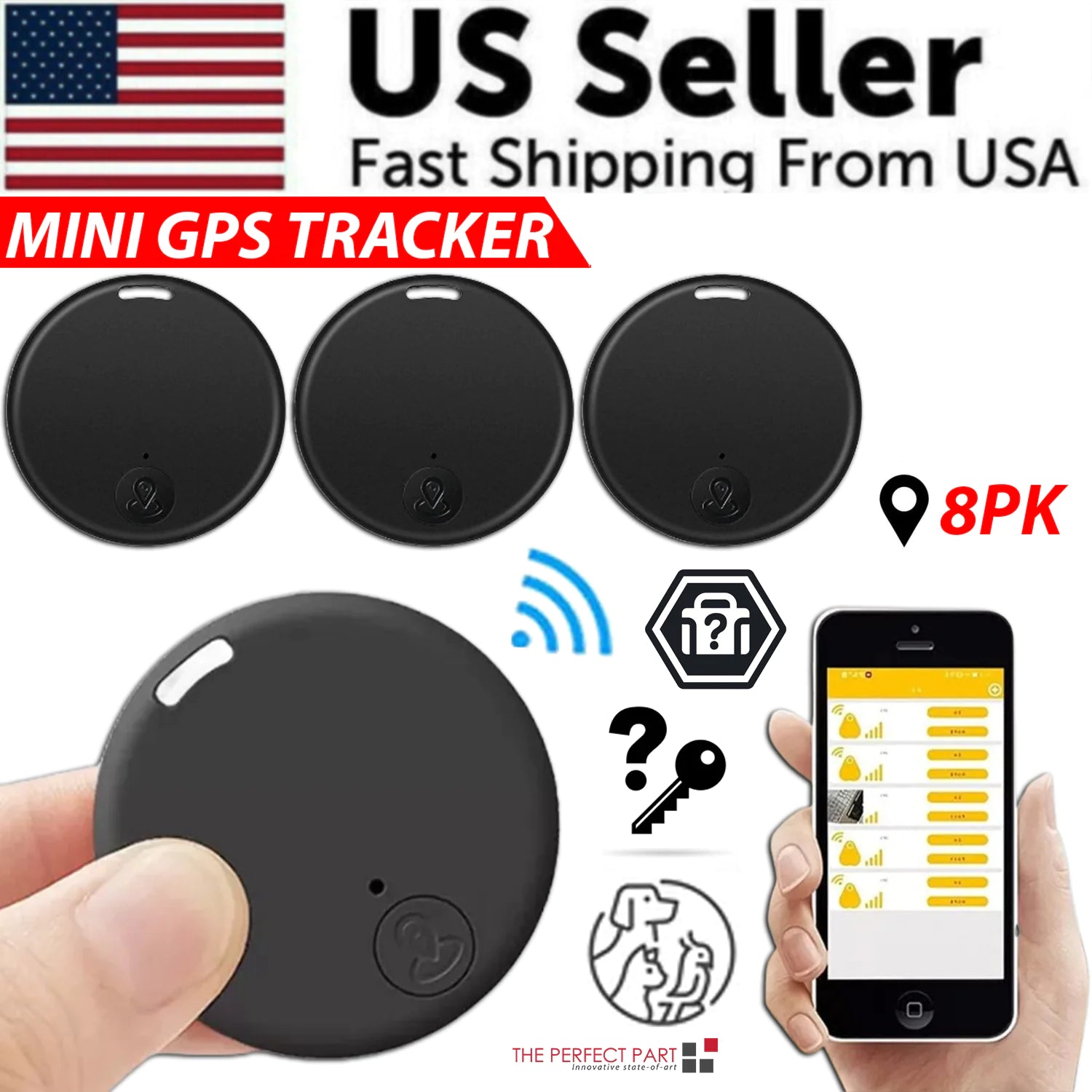 Bluetooth 5.3 Mini GPS Tracker - Real-Time Location Tracking for Kids, Pets, Keys & Lost Items”