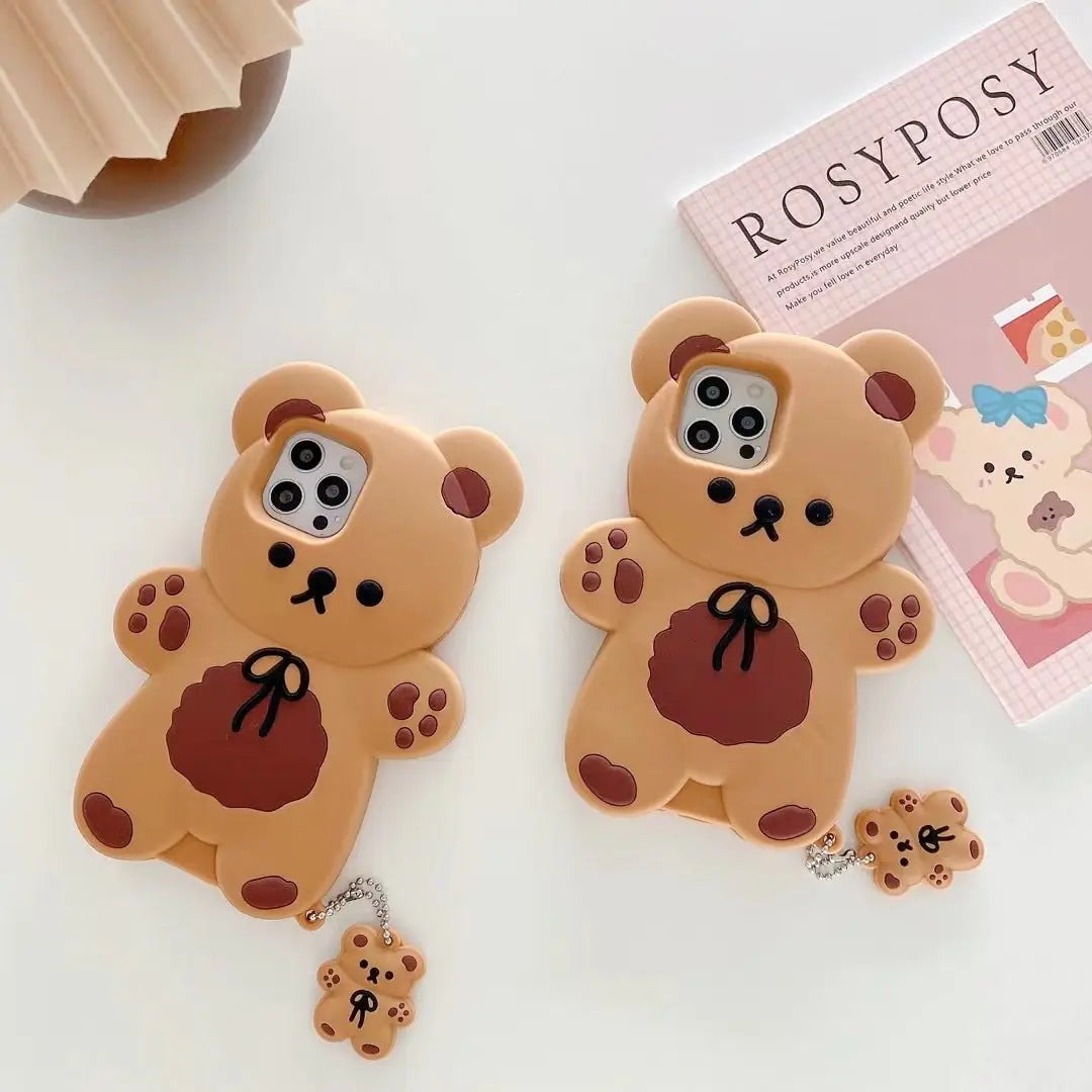 Teddy Bear Cartoon Soft Silicone Phone Case with Anti-Shock & Scratch-Resistant Protection for iPhone 12/X/XR