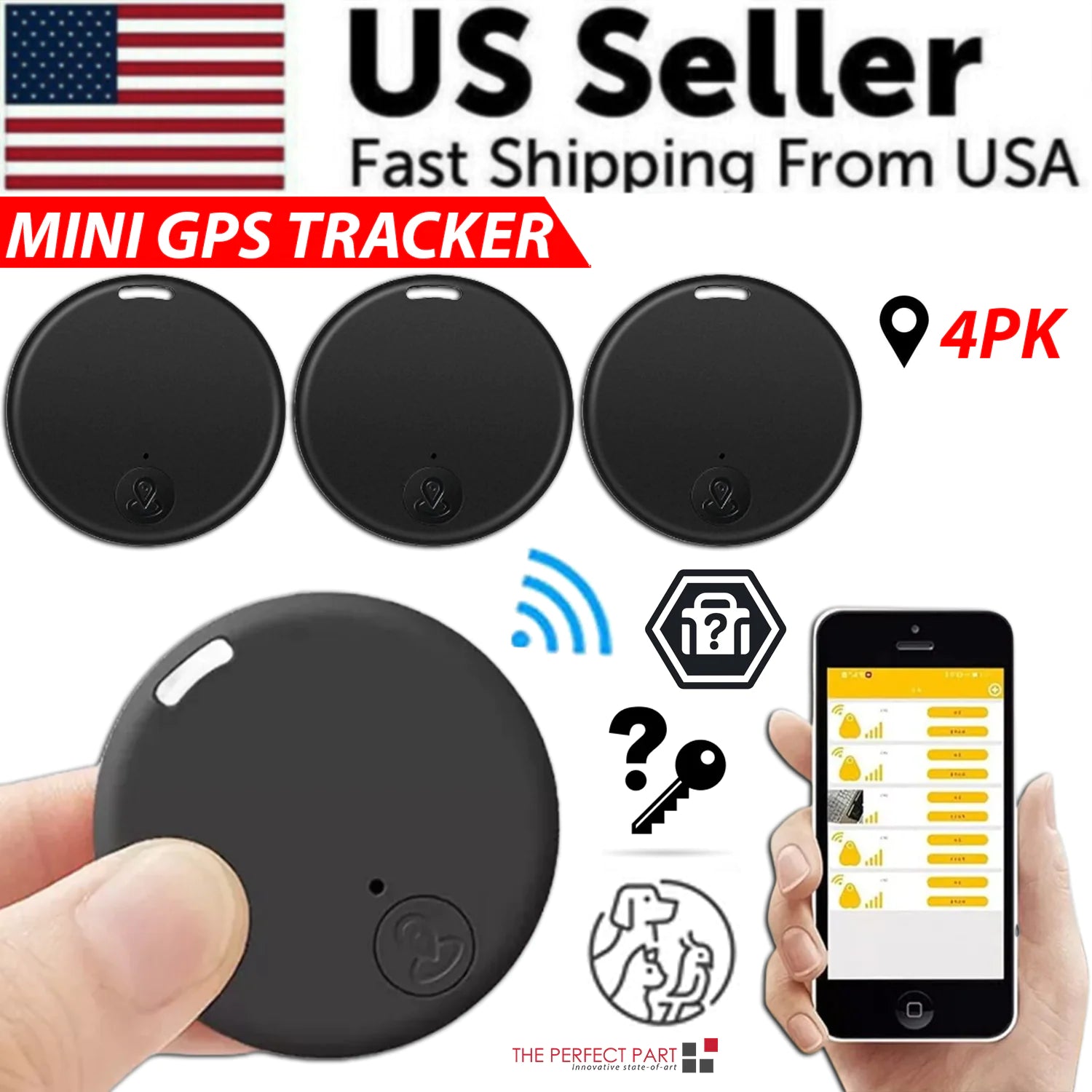 Bluetooth 5.3 Mini GPS Tracker - Real-Time Location Tracking for Kids, Pets, Keys & Lost Items”