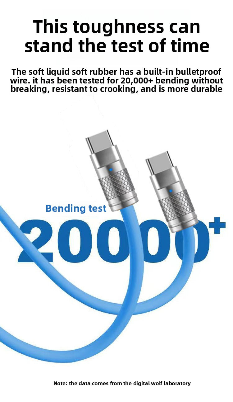 PD fast charging cable 120W zinc alloy double TC data cable 6.0 wire diameter PD charging cable 6A large flow spot wholesale