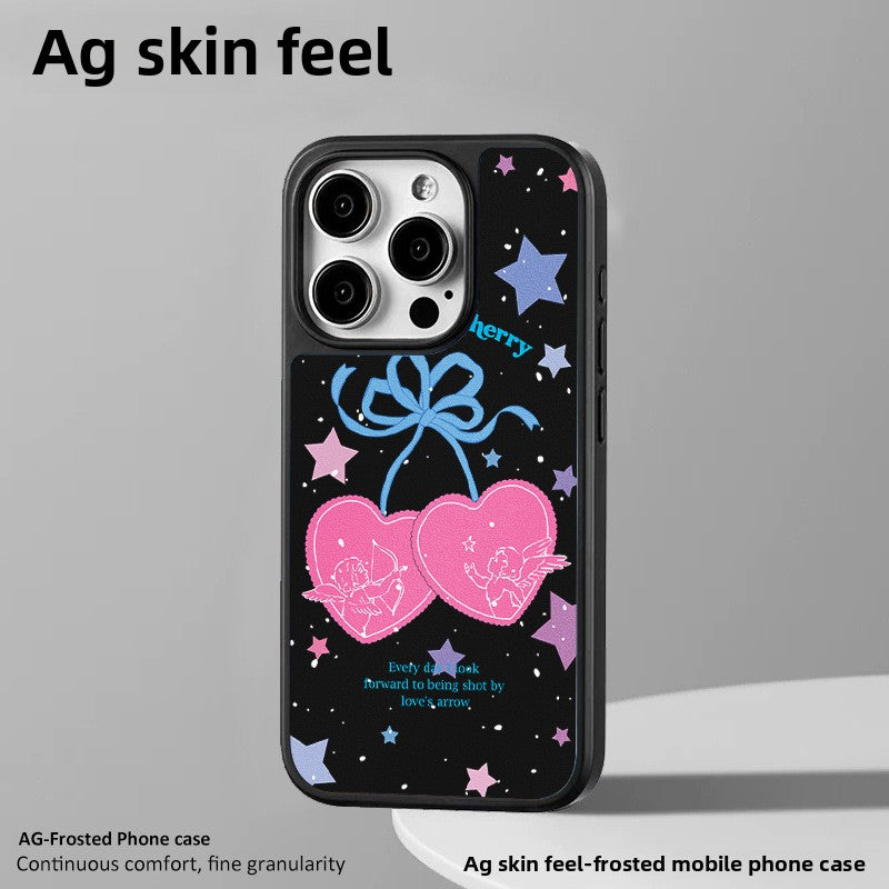 Applicable to iPhone16 mobile phone case Magnetic suction AG matte carbon fiber pattern iPhone15iPhone14Pro Applicable to iPhone13 Cherry iPhone12 Women