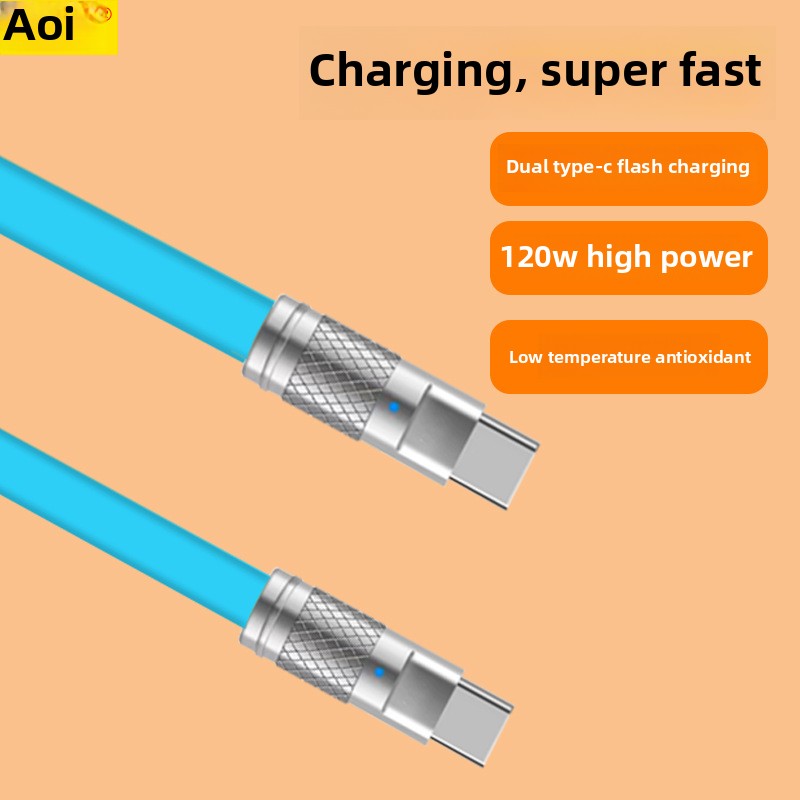 PD fast charging cable 120W zinc alloy double TC data cable 6.0 wire diameter PD charging cable 6A large flow spot wholesale