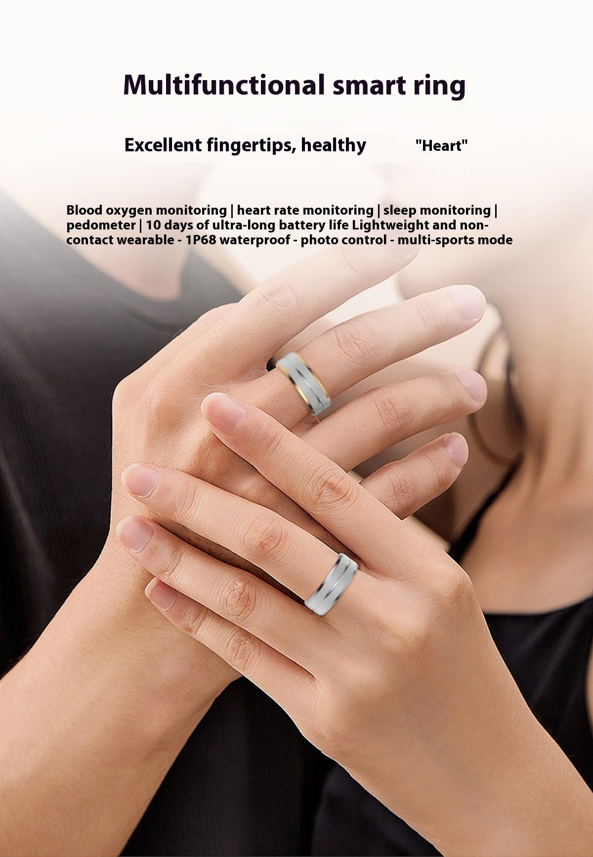 New Unisex Smart Ring | Heart Rate &amp; Blood Oxygen Monitor | Multi-Sport Fitness Tracker | IP68 Waterproof | Android &amp; iOS Compatible”