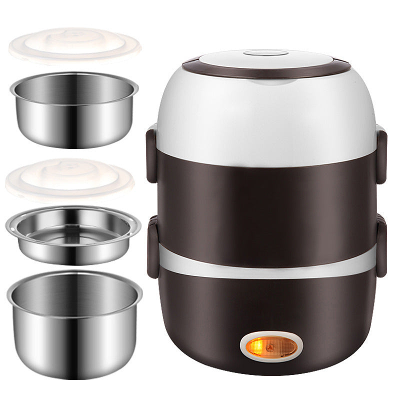 Mini Electric Mini Rice Cooker 2/3 Layer Stainless Steel Liner Portable Egg Boiler Steamer Food Warmer Lunch Box Multi-function Rice Cooker 2L