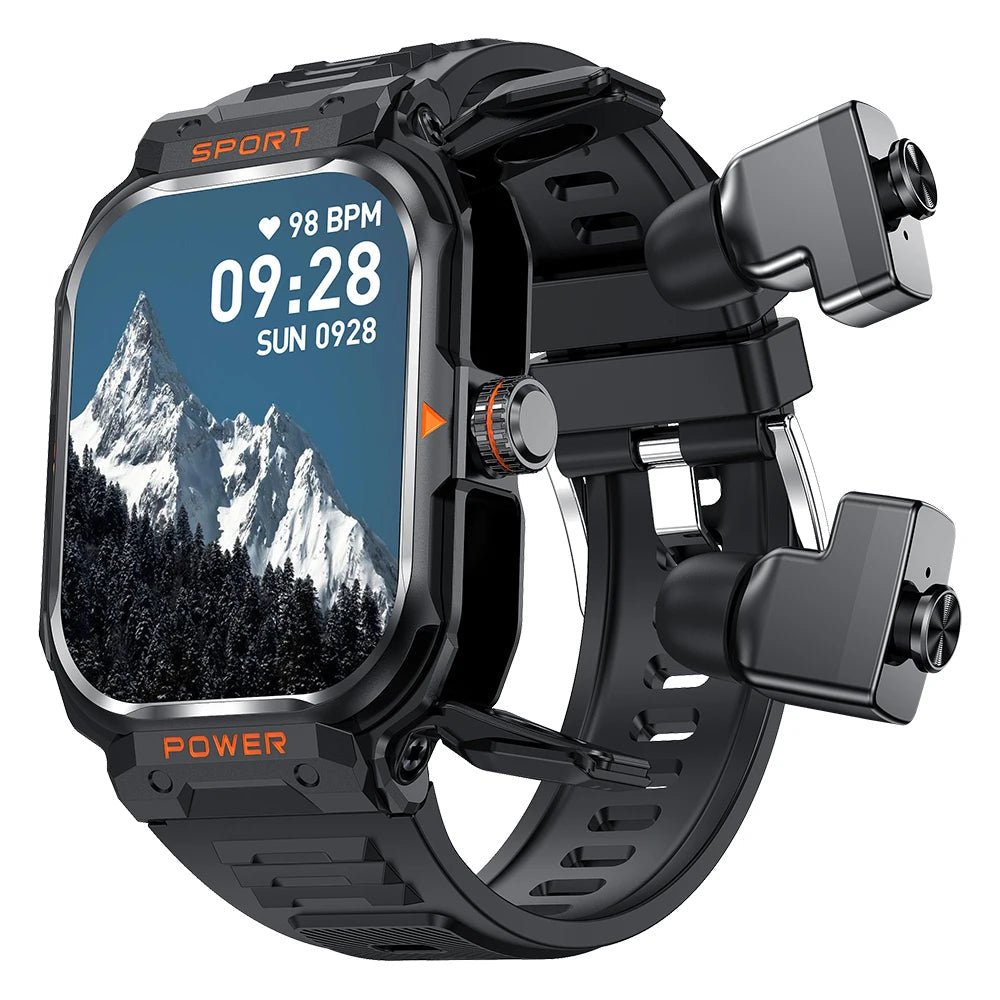 2 - in - 1 Sports Best Smart Watch Men New Answer Call Feature Earbuds Fitness Tracker Heart Rate Sleep Monitor Music Feature SOS - Shengyao Chuangqi (HK) International Limited