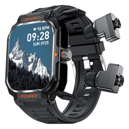 2 - in - 1 Sports Best Smart Watch Men New Answer Call Feature Earbuds Fitness Tracker Heart Rate Sleep Monitor Music Feature SOS - Shengyao Chuangqi (HK) International Limited