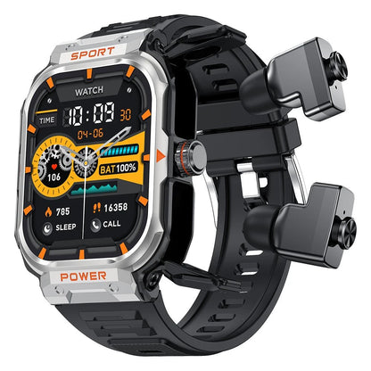 2 - in - 1 Sports Best Smart Watch Men New Answer Call Feature Earbuds Fitness Tracker Heart Rate Sleep Monitor Music Feature SOS - Shengyao Chuangqi (HK) International Limited