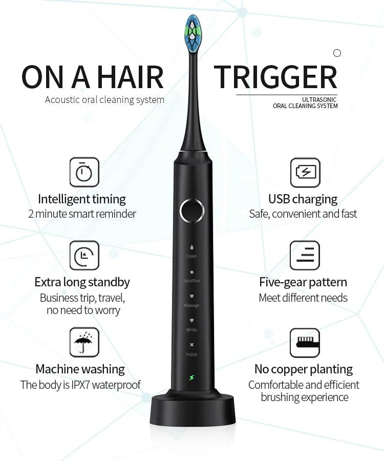 2024 Hot Selling BSCI Approved Private Label Rechargeable Adult Smart Sonic Electric Toothbrush Manufacturer with Travel Case - Shengyao Chuangqi (HK) International Limited