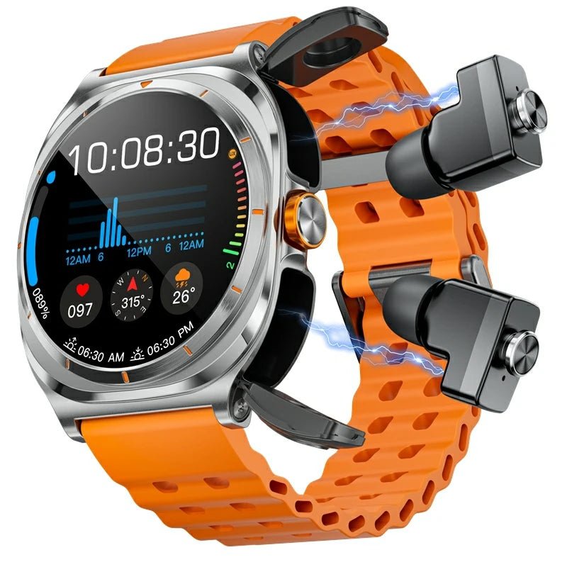 2025 New 2 - in - 1 Smart Watch for Men Round Shape with Hidden TWS Earbuds Heart Rate Monitor for Outdoor Sports - Shengyao Chuangqi (HK) International Limited