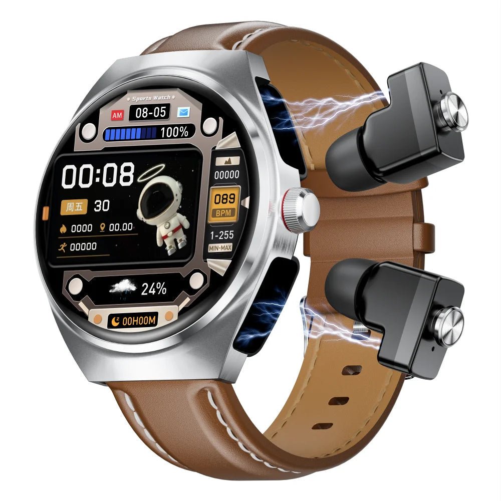 2025 New Best Smart Watch Leather Band with Earbuds 2 in 1 Headphones and Smartwatch Fitness Tracker with Heart Rate Monitor - Shengyao Chuangqi (HK) International Limited