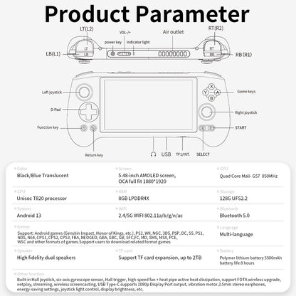 2025 New RG556 Handheld Game Console 5.48 Inch Screen WIFI 128GB 5830 Games Retro Video Gaming Console Android 13 - Shengyao Chuangqi (HK) International Limited