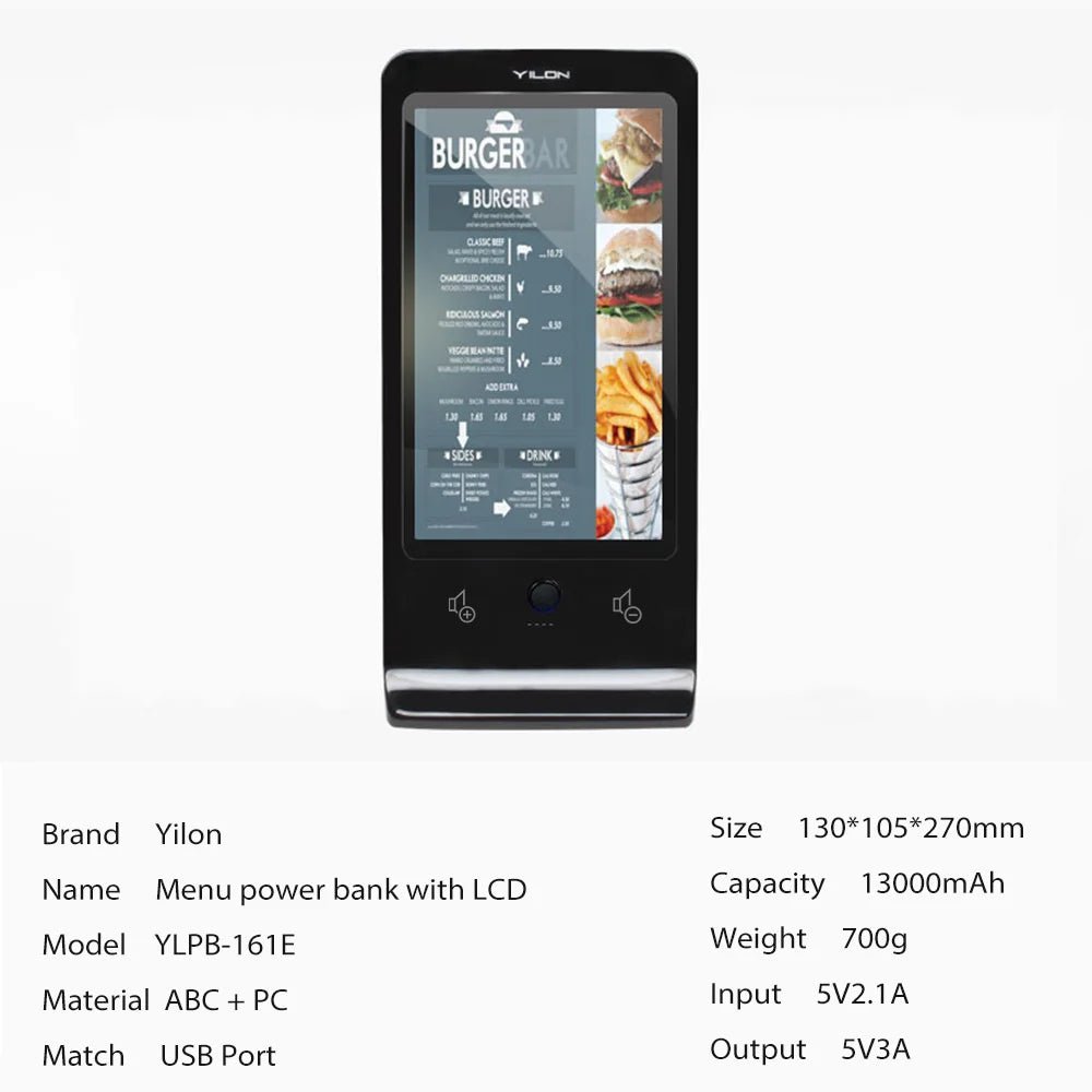 2025 New Technology Product Menu Power Bank 13000mAh Liithium Portable Power Station for Coffee Shop &amp; Restaurant - Shengyao Chuangqi (HK) International Limited
