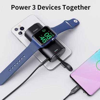 2025 Trending iPhone Iwatch Magnetic Wireless Power Bank 9000mah High Capacity Small Size Portable Charger with Bulit - in Cable - Shengyao Chuangqi (HK) International Limited