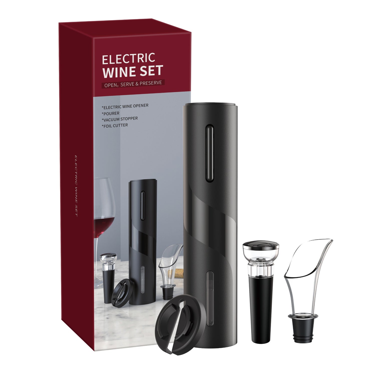 Electric bottle opener for wine, red wine and beer