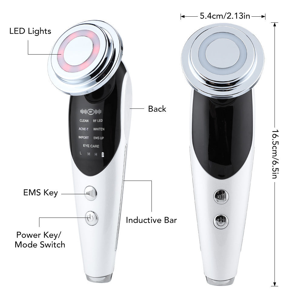 7-in-1 Facial Massager EMS Micro-current Color Light Vibration LED Beauty Purifying Introducer Skin Care Beauty Device