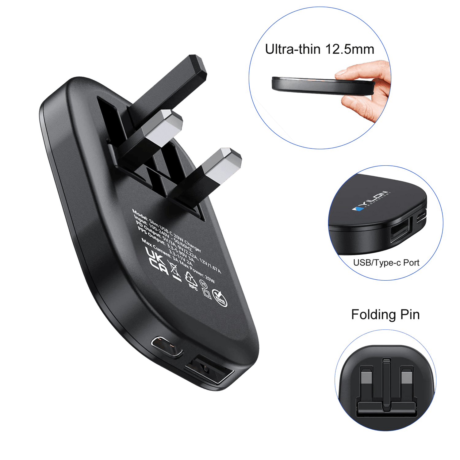 30W UK Plug Wall - mounted Usb C Charger with Pd3.0 Fast Charging and Gan for iPhone Supports Custom Popular Thin and Light Models - Shengyao Chuangqi (HK) International Limited