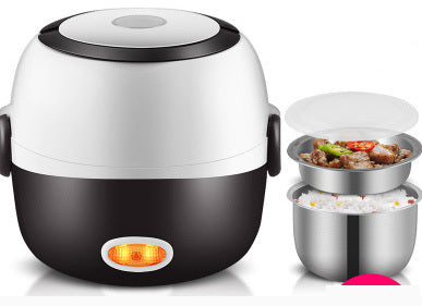 Mini Electric Mini Rice Cooker 2/3 Layer Stainless Steel Liner Portable Egg Boiler Steamer Food Warmer Lunch Box Multi-function Rice Cooker 2L