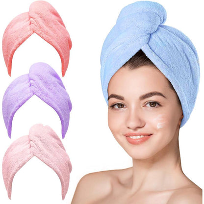 1 Pack Women Quick Dry Hair Cap Water Absorbent Coral Fleece Shower Cap Thickened Microfiber Hair Towel for Hair Drying and Wrapping 4 Colors