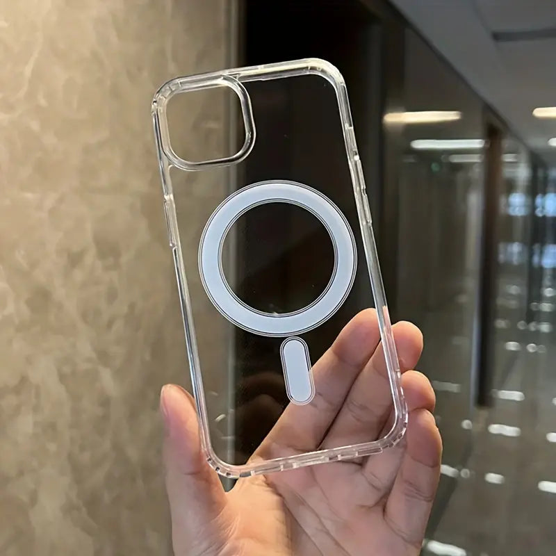 “Magnetic Clear Acrylic iPhone Case: 360° Shockproof + Heat Dissipation - Anti-Fingerprint, Durable, Fits All Models”
