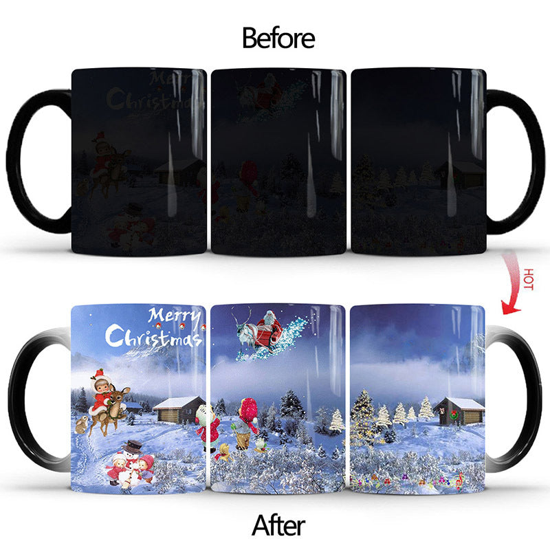 Merry Christmas Magic Mug Temperature Color Changing Mugs Heat Sensitive Cup Coffee Tea Milk Mug Novelty Gifts for Kids