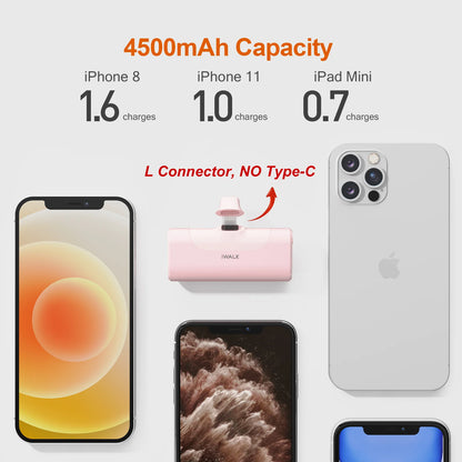 2025 Technology Fancy Ladies Lipstick Powerbank iphone Charger Portable Compact Docking Battery with Bulit-in iphone Plug