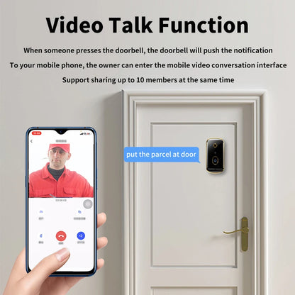 X10 Intelligent WIFI Doorbell Night Vision 480P Camera Multifunctional APP Supported French Language Battery Household Outdoor