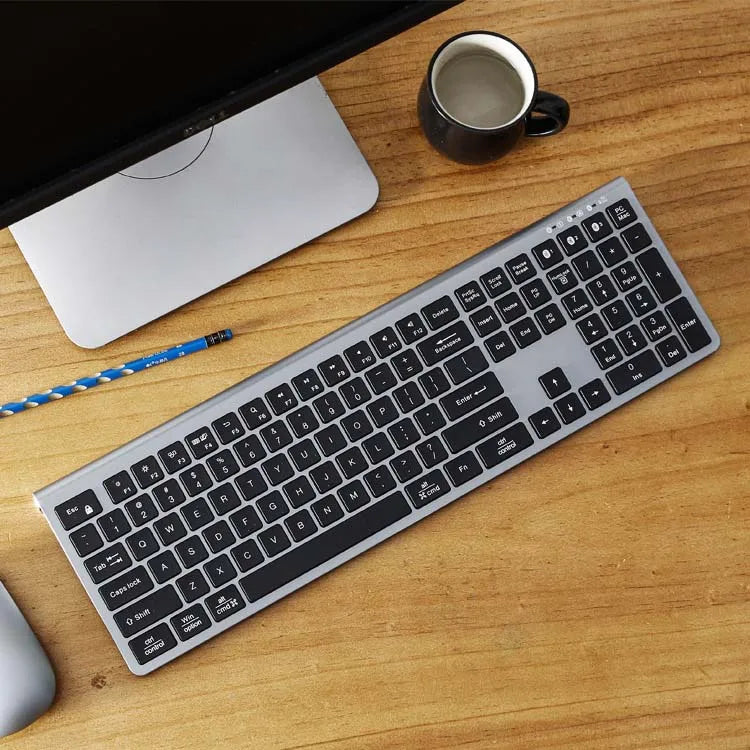 108 Key Qwerty Wireless Office Keyboard All-in-one Dual System Rechargeable BT5.0 Keyboard for MacBook iMac