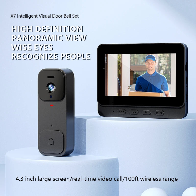 X7 Smart Video Doorbell 4.3 Inch Screen Cat&