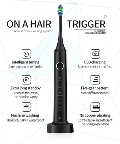 2024 Hot Selling BSCI Approved Private Label Rechargeable Adult Smart Sonic Electric Toothbrush Manufacturer with Travel Case