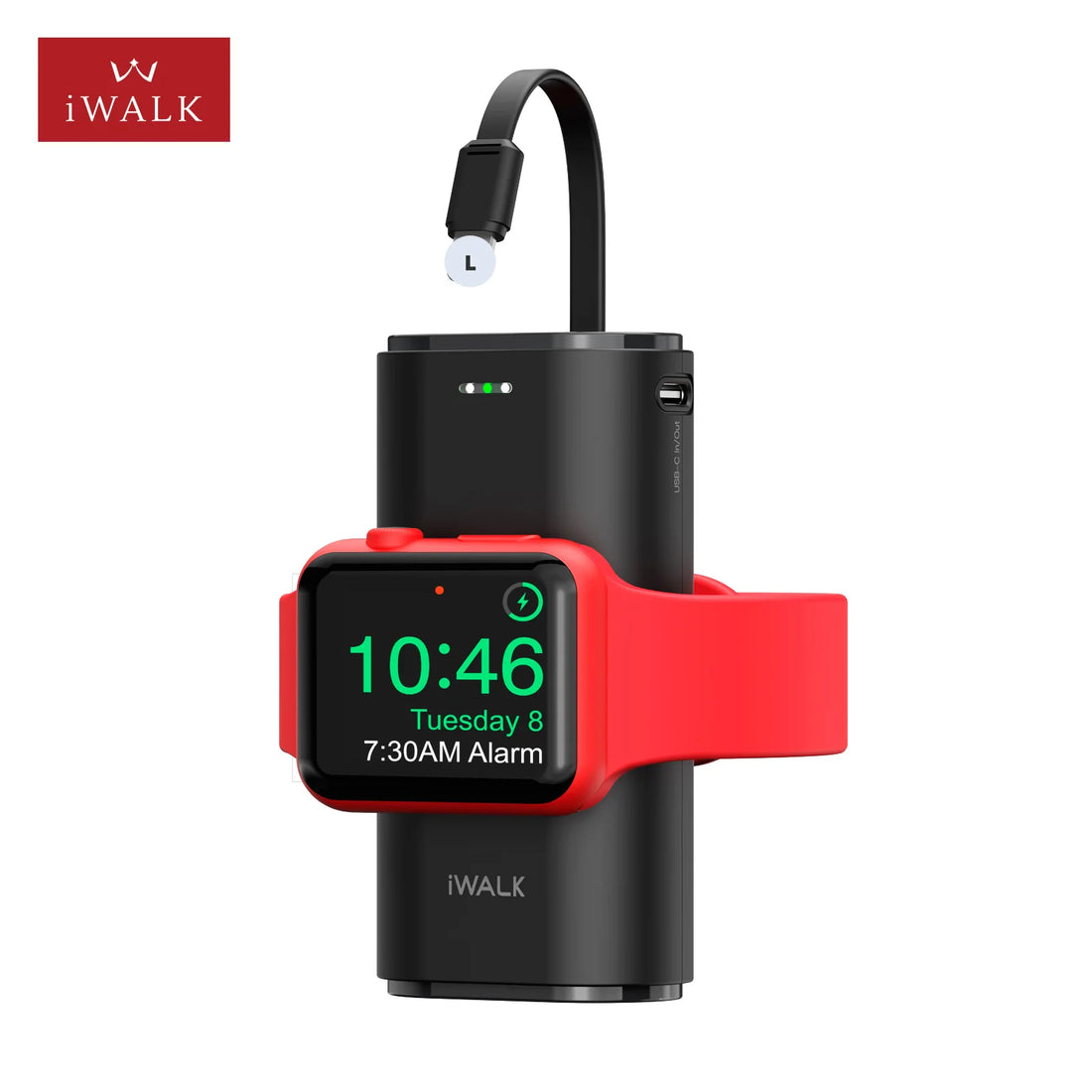2025 Trending iPhone Iwatch Magnetic Wireless Power Bank 9000mah High Capacity Small Size Portable Charger with Bulit-in Cable