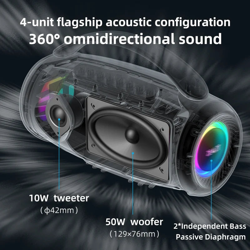 ZEALOT P12 60W Portable Speaker IPX6 Waterproof Outdoor Speaker with Handle Stereo Loud Sound Deep Bass