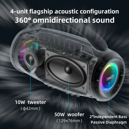 ZEALOT P12 60W Portable Speaker IPX6 Waterproof Outdoor Speaker with Handle Stereo Loud Sound Deep Bass