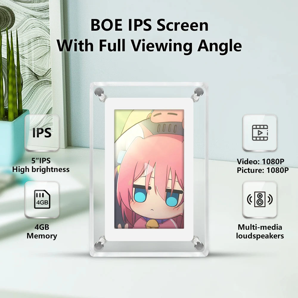 US Local Stock No Import Charges Crystal Advertising Player 5 Inch IPS Screen with Battery Acrylic Digital Photo Frame