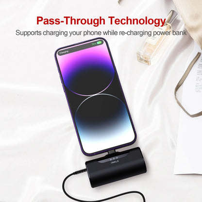 Wholesale Factory Portable Charger Power Bank with LED Display Mini Size Power Banks Built-in Plug for iPhone 2-in-1 Packaging