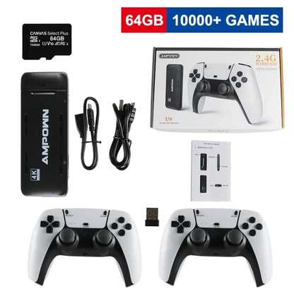 Ampown U9 Wireless 2.4G HD for FC/N64 Emulator Arcade Home TV Mini Ps5 Handle 64GB 10000 PS Retro  Video Game Console