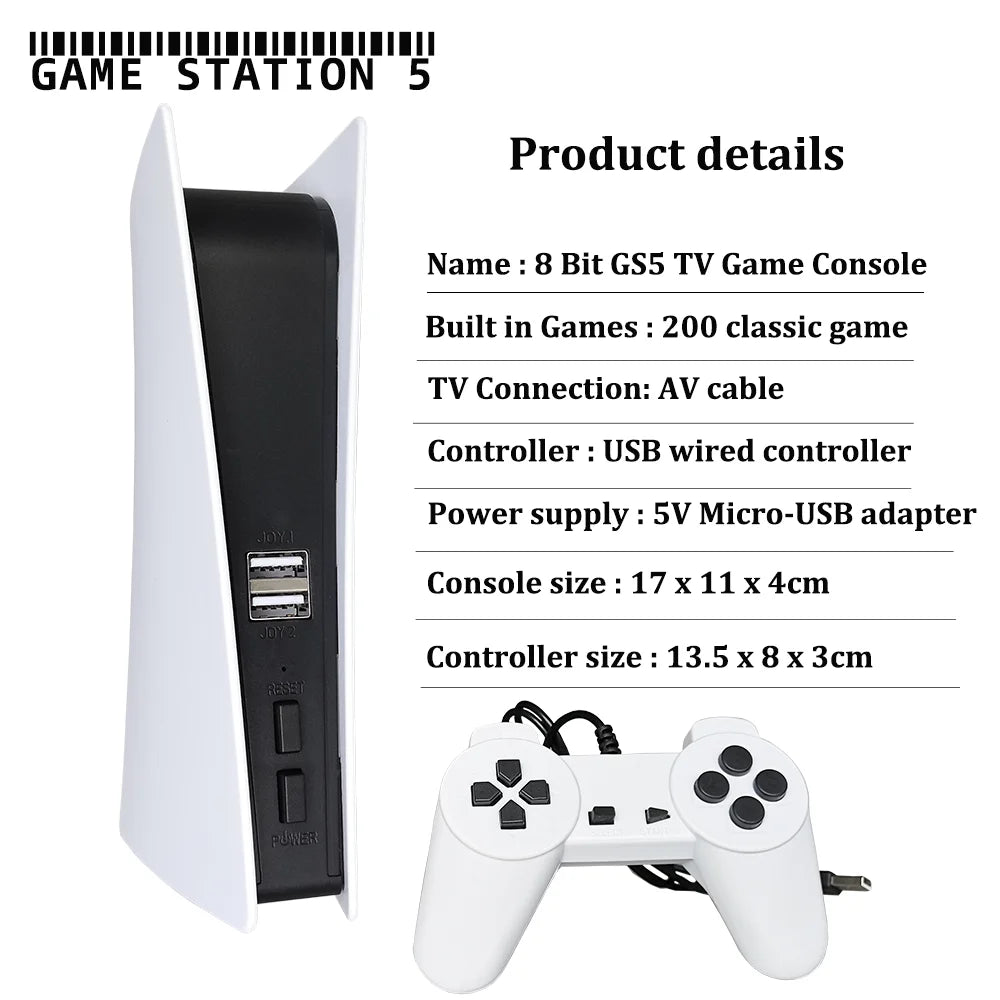 New Classic Mini TV Game Console 8 Bit Game Cartridge with 200 AV Out G155 Retro Video Game Station with Dual Wired Controller