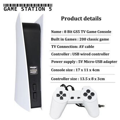 New Classic Mini TV Game Console 8 Bit Game Cartridge with 200 AV Out G155 Retro Video Game Station with Dual Wired Controller