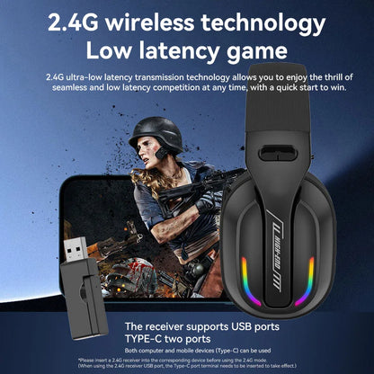 Foldable Portable Music Gaming Headphones GT100 Sports Earphones ENC Noise Cancelling 2.4GHz Wireless Over Ear Stereo Headset