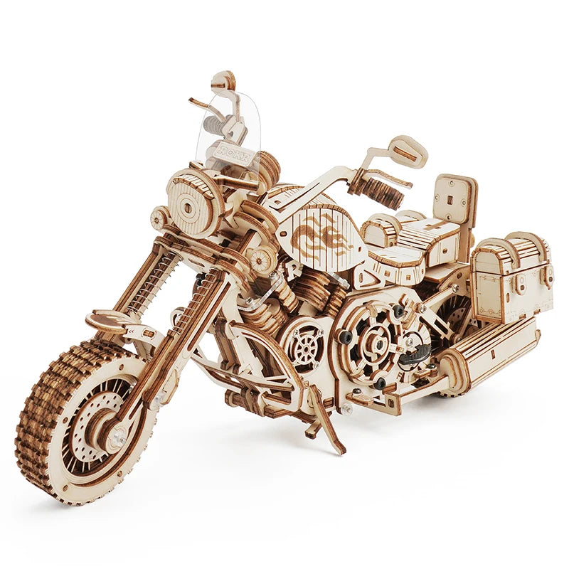 CPC Certificated Robotime Rokr LK504 DIY Wood Craft Toys Wooden Model Cruiser Motorcycle 3D Wooden Puzzles for Dropshipping