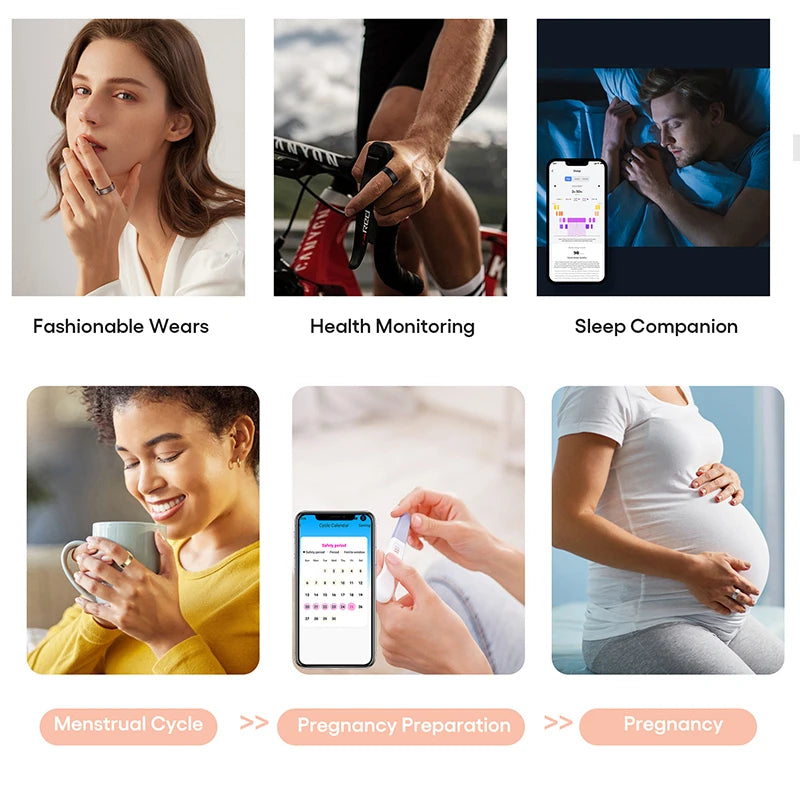 J-Style 2301A Waterproof Stainless Steel bluetooth Smart Health Rings Fitness tracker for Men Women Girls Boy Couples Phone 2023