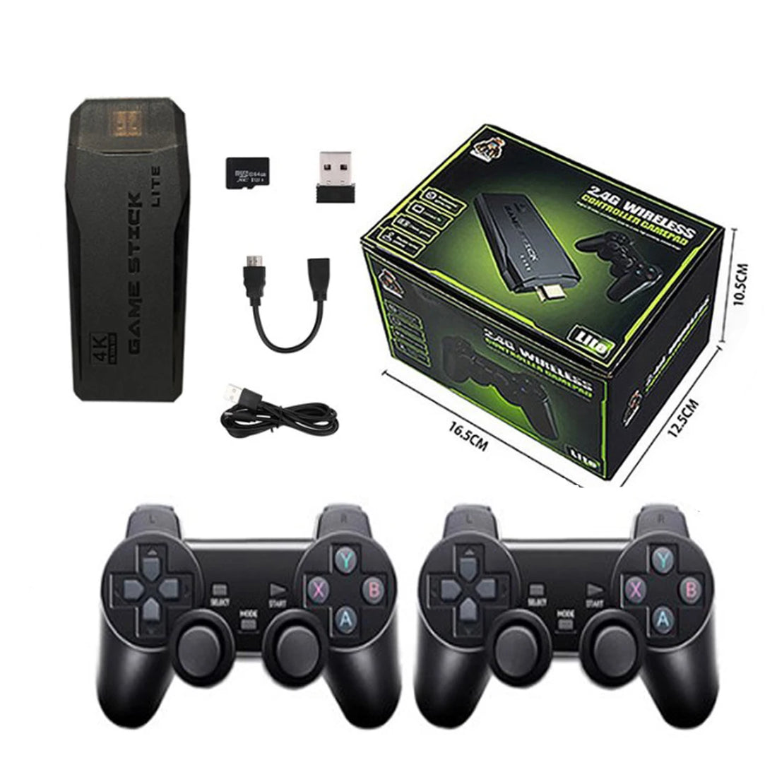 Original M8 Games Sticker 4K TV Retro Console Game Stick Built-in 10000+ Games with 64GB Memory Dual Wireless Gamepad