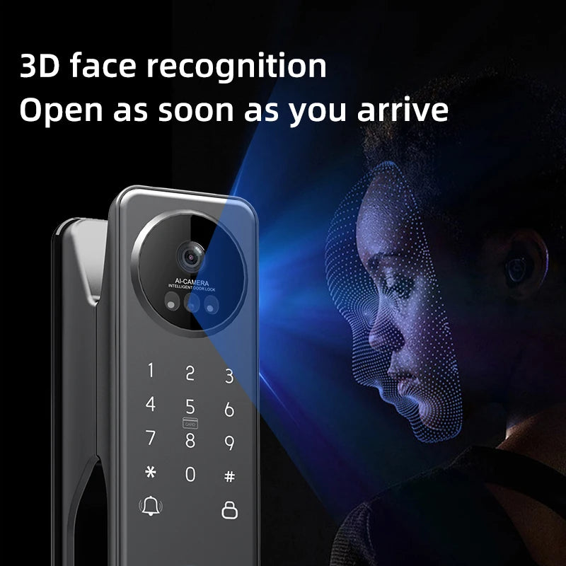 Waterproof Tuya Wifi Cerradura Digital Nfc Face Recognition Palm Vein Smart Door Lock with Camera and Fingerprint