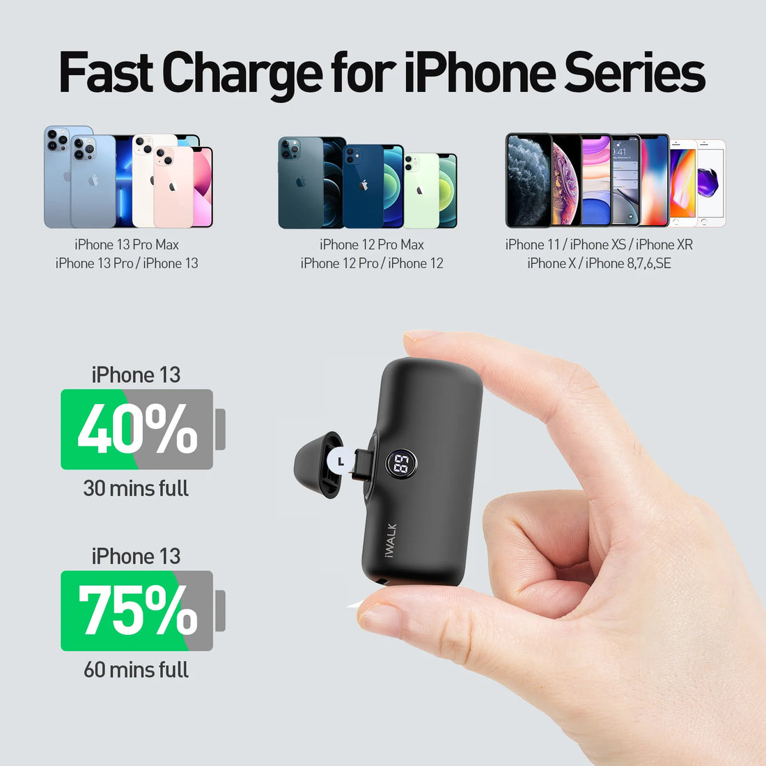 Two-piece Set Clearance Sale Kylie Jenner Mini Power Bank 18W PD Fast Charging Portable Charger With Built-in Iphone Plug