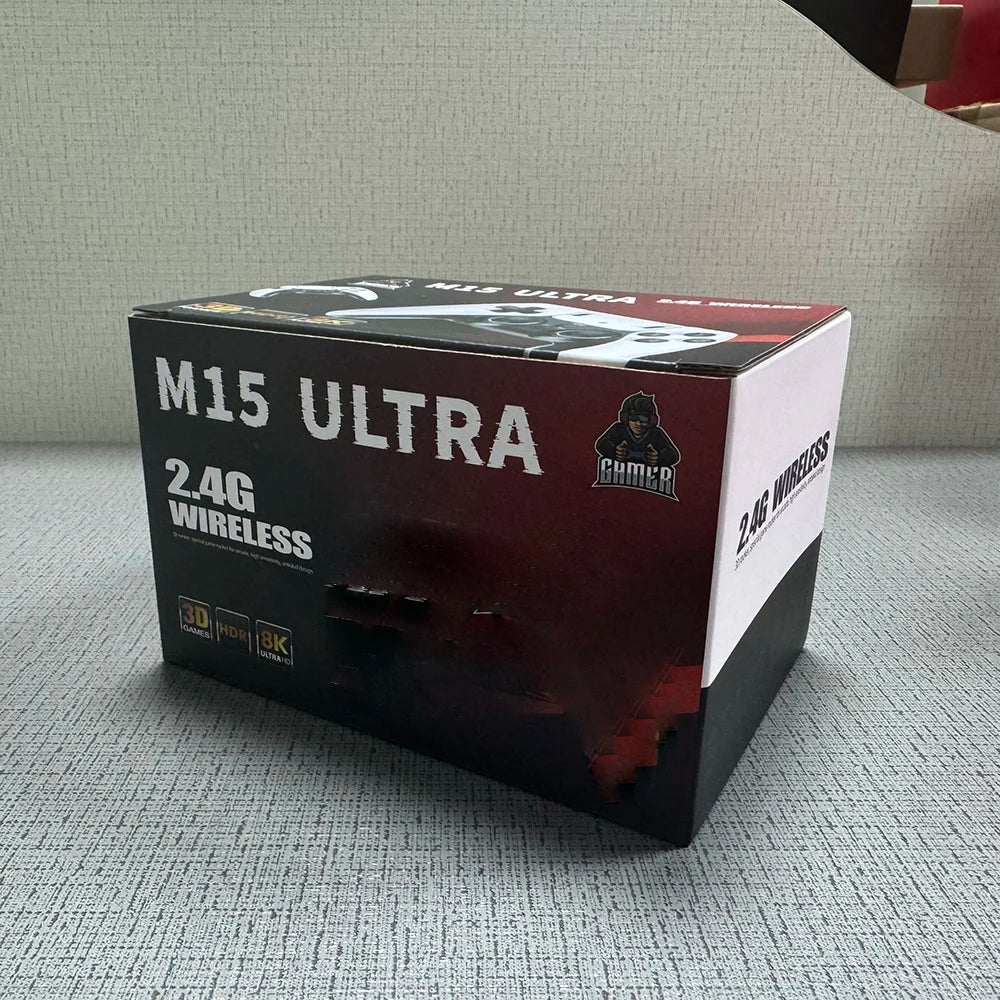 M15 Ultra 128GB 50000+ Retro Game Stick NEW Portable HD TV Home M15 Ultra Video Game Console with 2.4Ghz Wireless Controller
