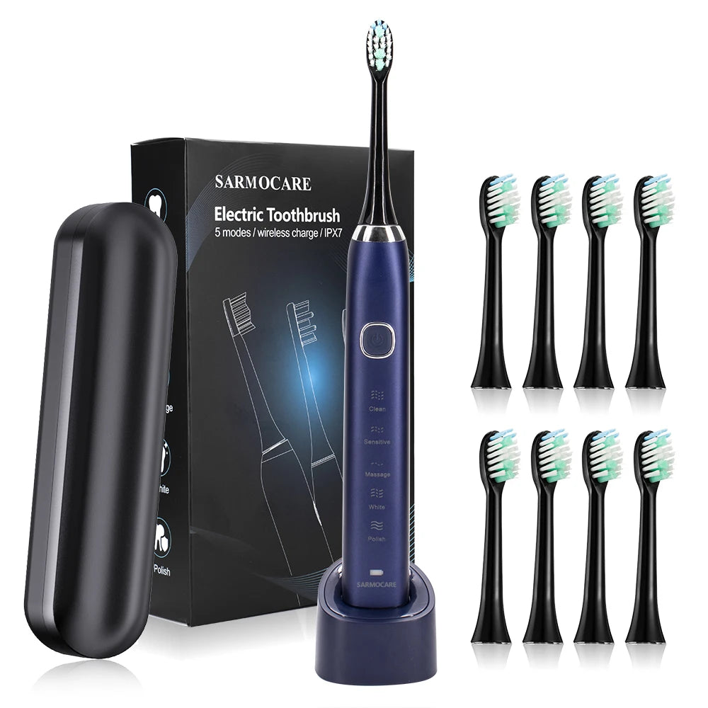 New Hot Selling Wholesale 8 Heads Family Using Waterproof Box Power Battery Soft Gift Packing Dupont Electric Sonic Toothbrush