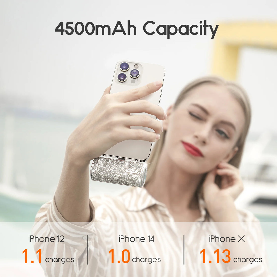 US Stock Luxury Gift for Phone Small Powerbank Stylish Diamond 4500mAh Mini Portable Good Power Banks for Outdoor Appliances